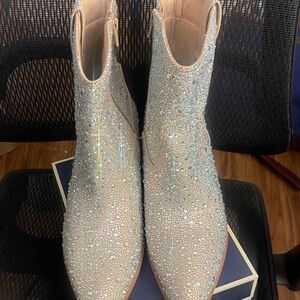 Arizona Love Sparkling Crystal Ankle Boots